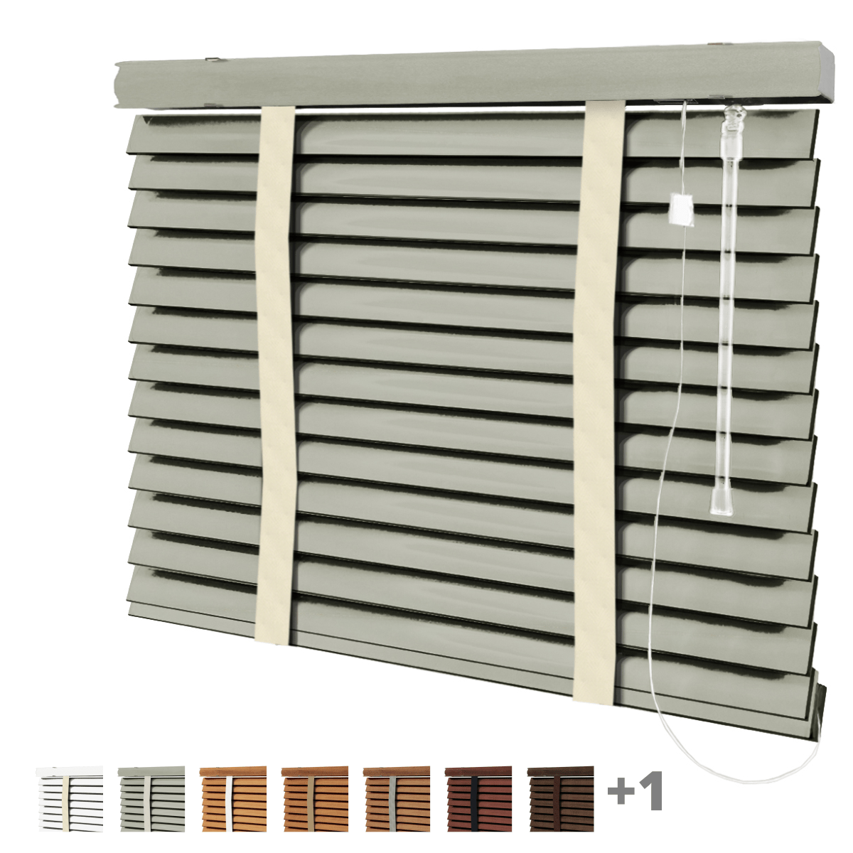 Persiana Horizontal 50mm Madeira Natural com Fita Decorativa