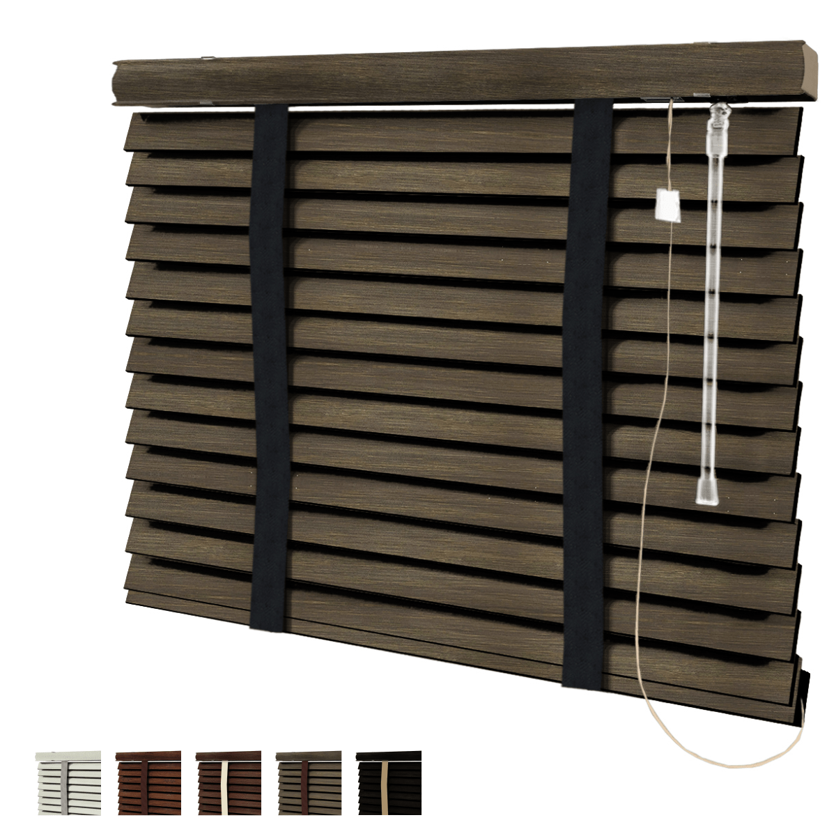 Persiana Horizontal 50mm Madeira Bamboo com Fita Decorativa