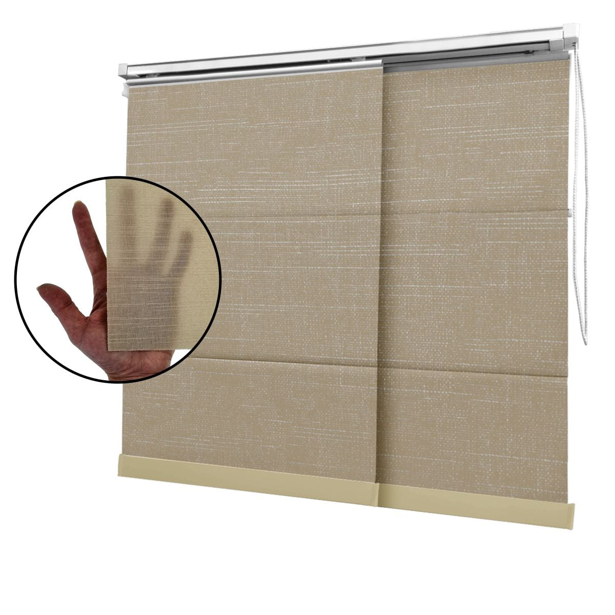 Cortina Painel Bege Tecido Translúcido Coleção Picasso Cor Beige