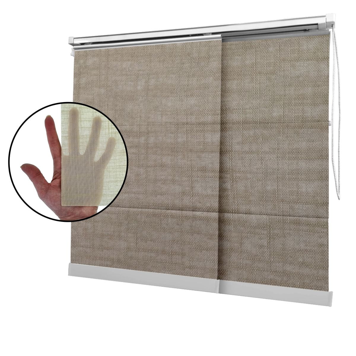 Cortina Painel Bege Tecido Translúcido Coleção Rimini Cor Tan