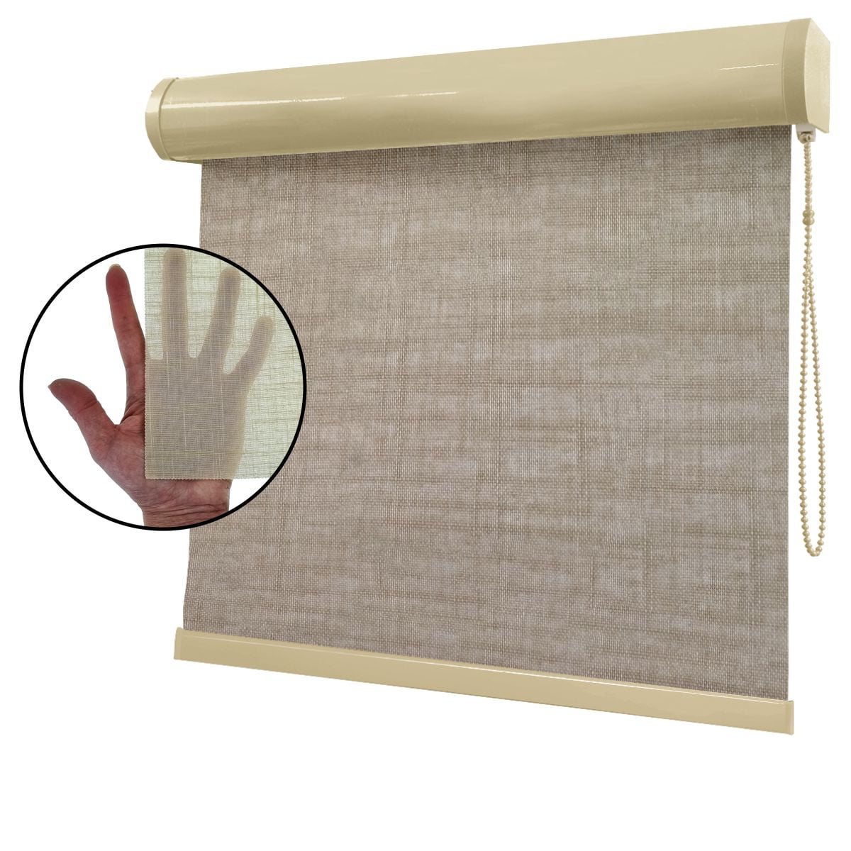 Cortina Rolô Bege Tecido Translúcido Coleção Rimini Cor Tan