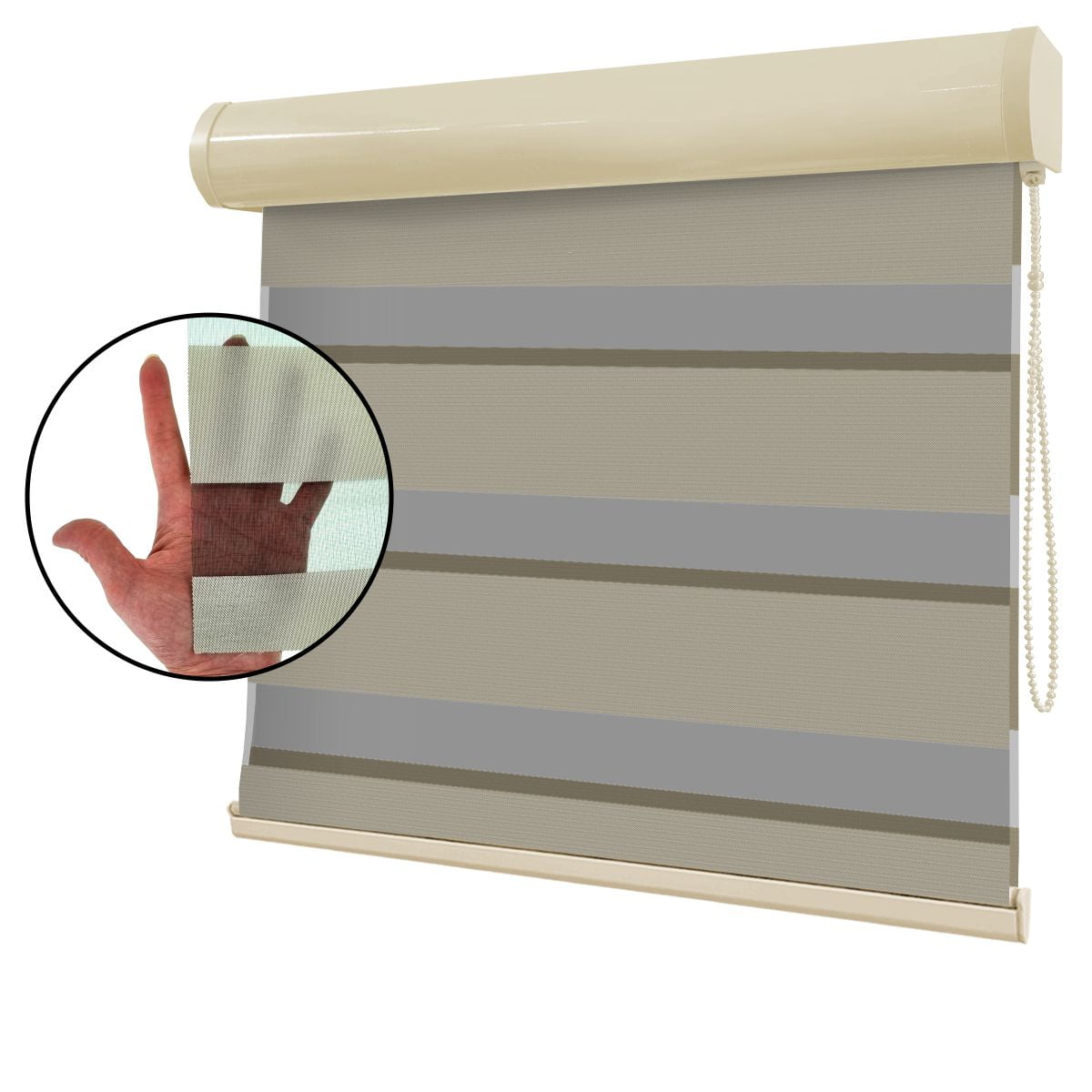 Cortina Rolô Double Vision Bege Tecido Translúcido Coleção Dynasty Cor Beige