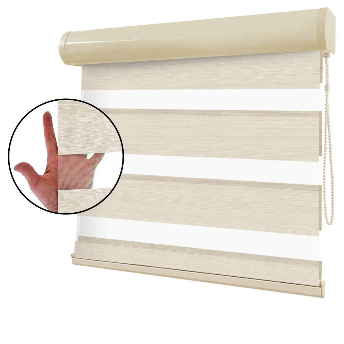 Cortina Rolô Double Vision Bege Tecido Translúcido Coleção Soft Cor Straw