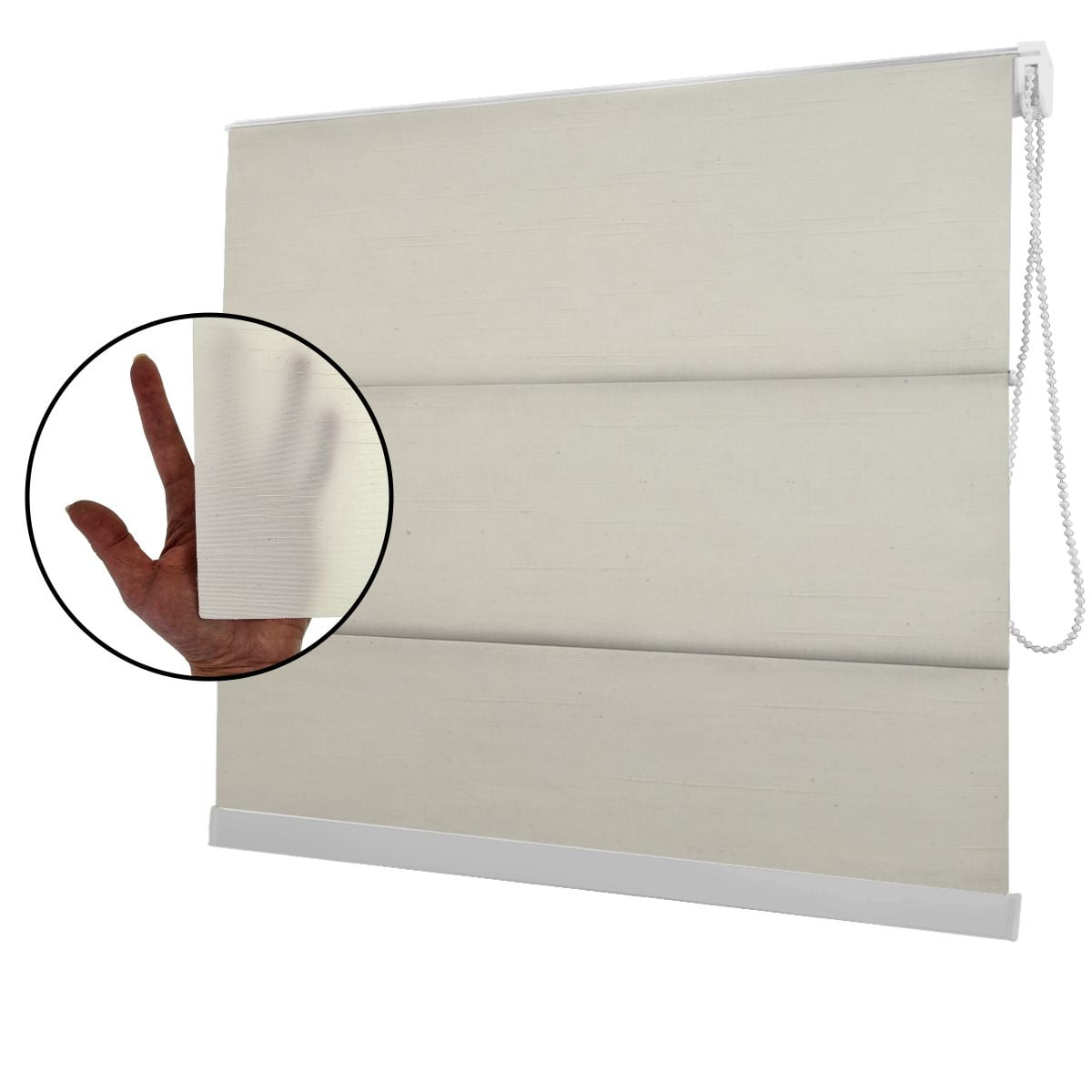 Cortina Romana Bege Tecido Translúcido Coleção Almansa Cor Bege