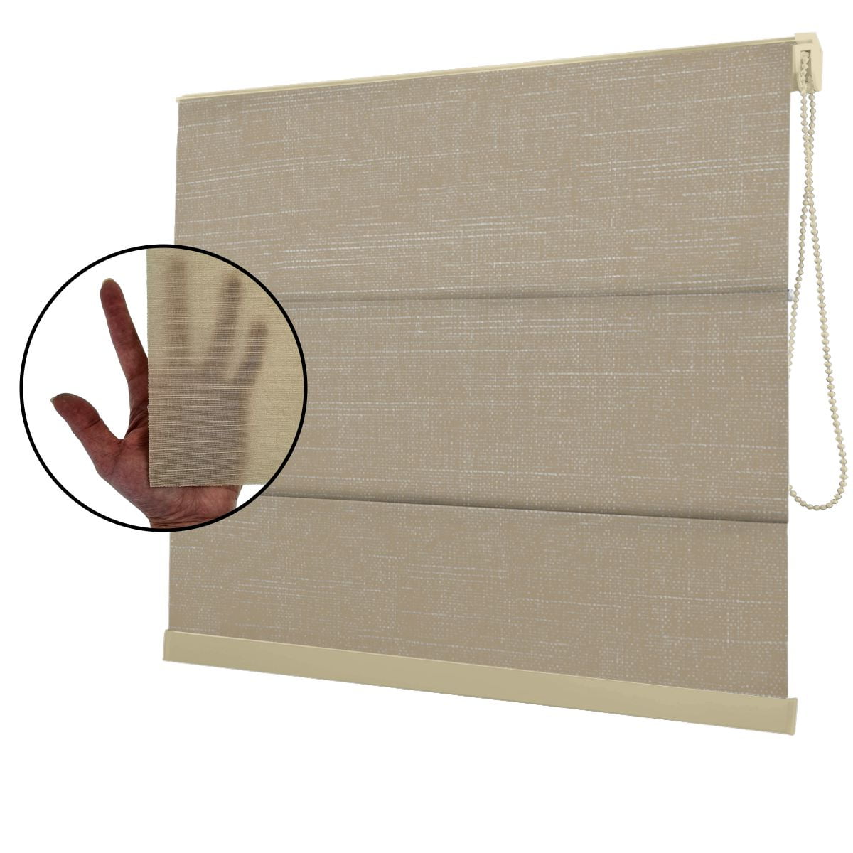 Cortina Romana Bege Tecido Translúcido Coleção Picasso Cor Beige