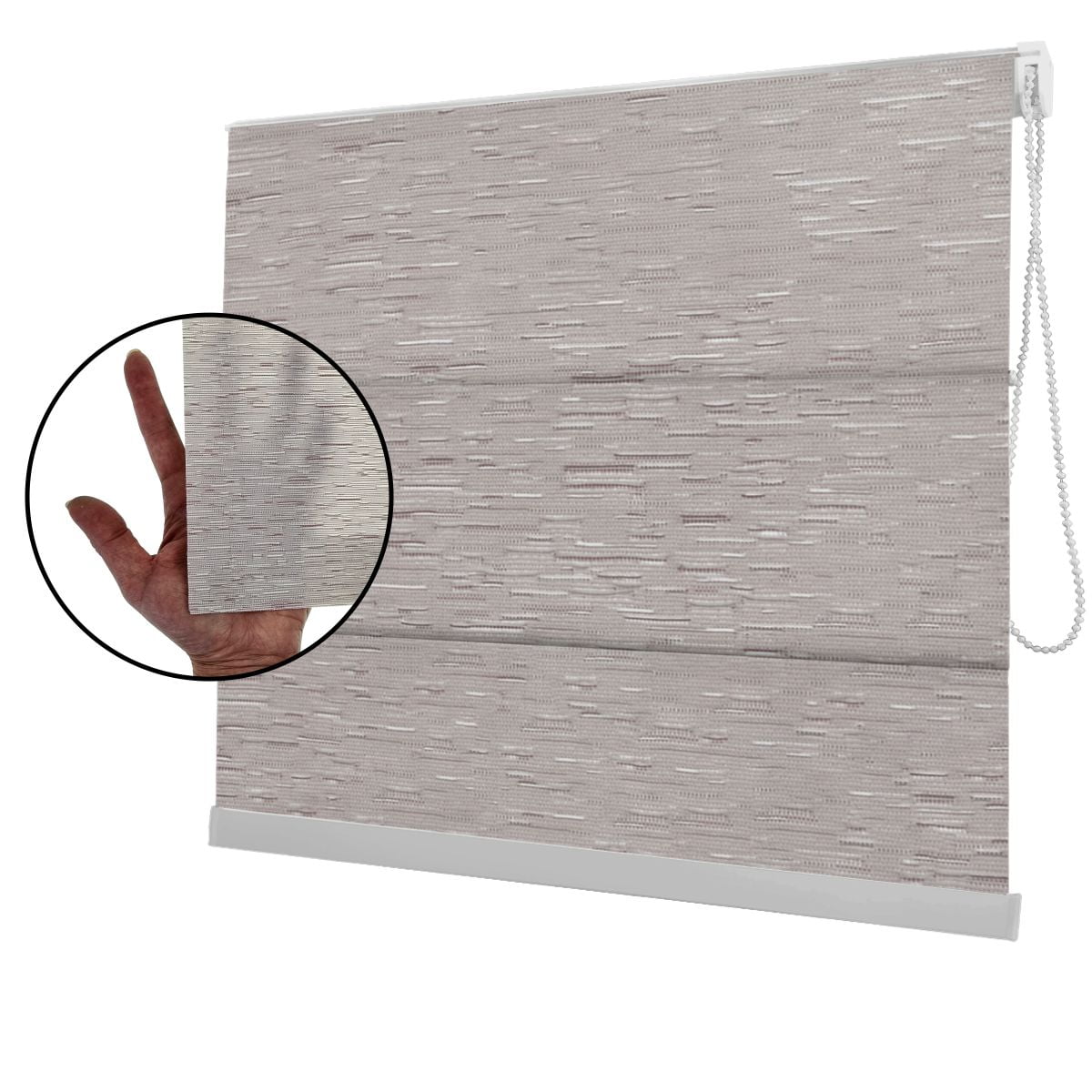 Cortina Romana Bege Tecido Translúcido Coleção Tohu Cor Dark Mescla