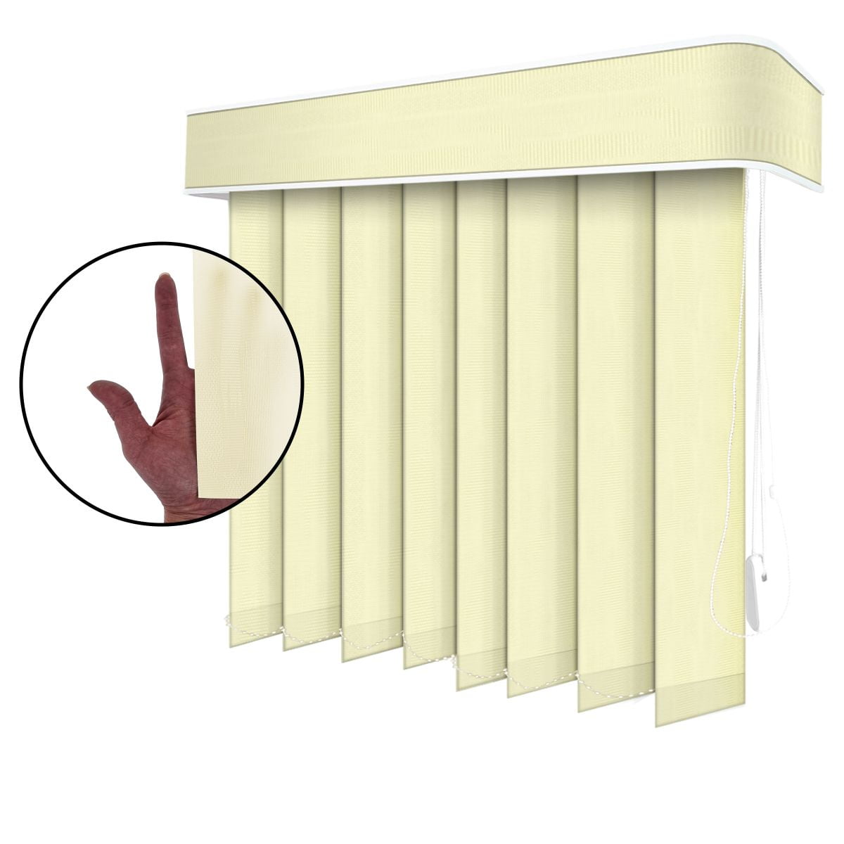 Persiana Vertical Bege Tecido Translúcido Coleção Acquas Cor Palha