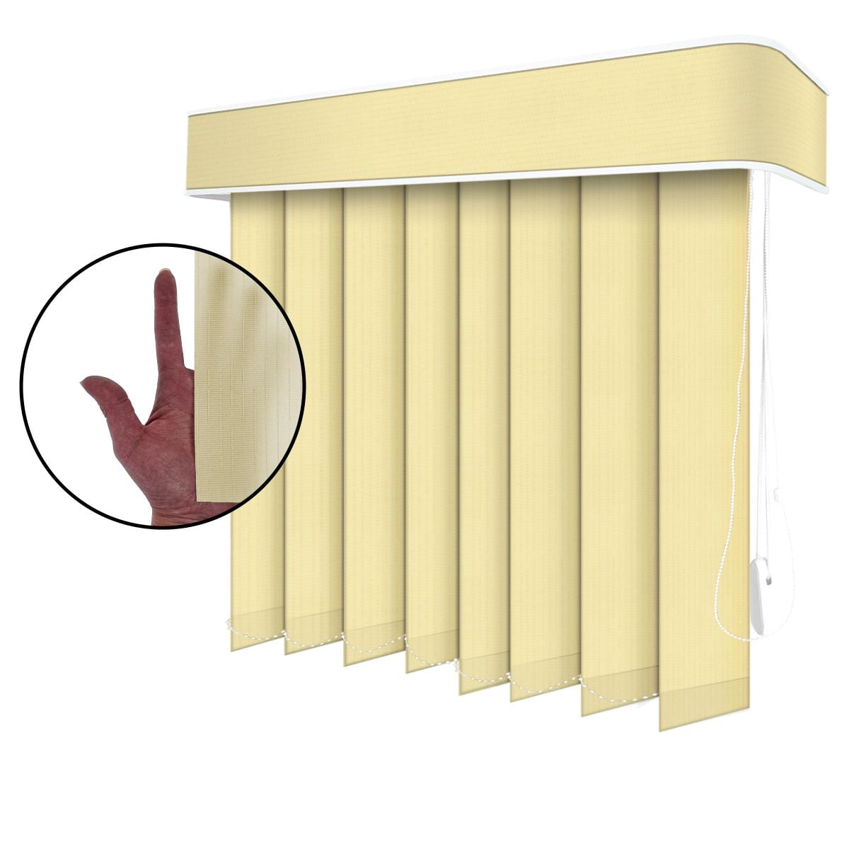 Persiana Vertical Bege Tecido Translúcido Coleção Londres Cor Milho