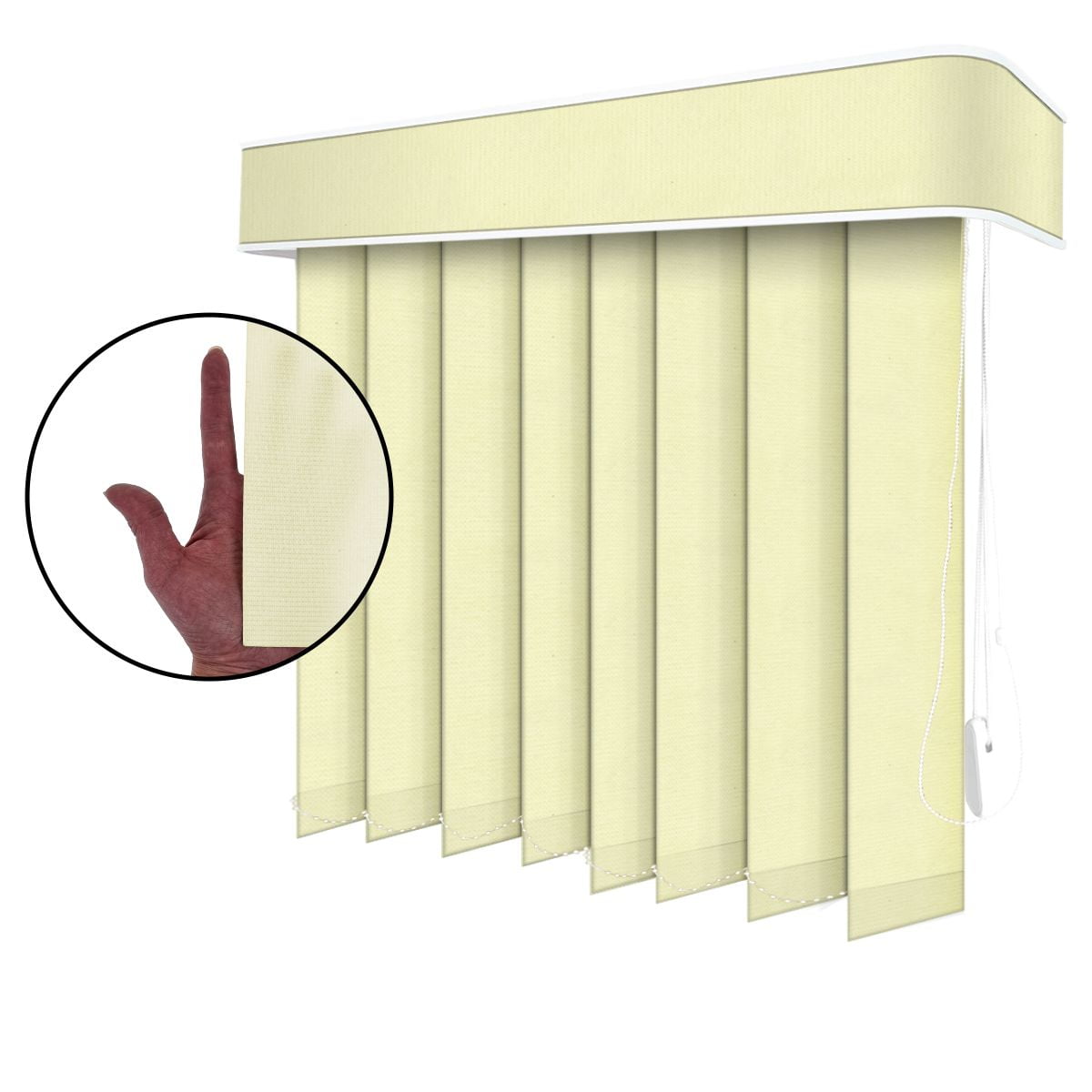 Persiana Vertical Bege Tecido Translúcido Coleção Nuance Cor Luiza