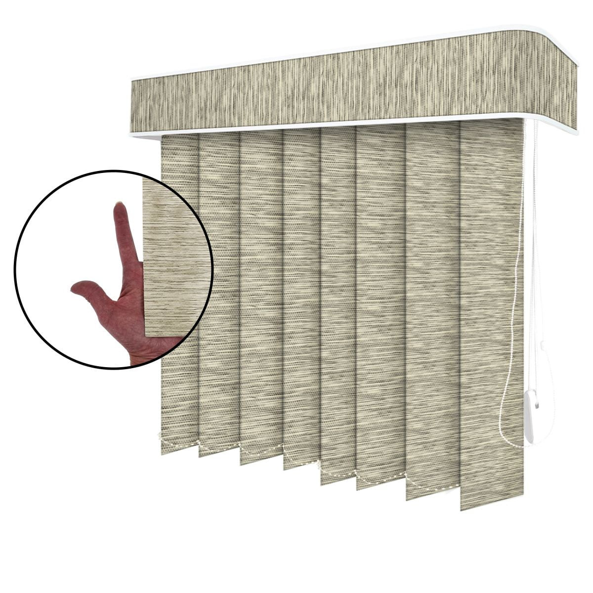 Persiana Vertical Bege Tecido Translúcido Coleção Papyrus Cor Almendra