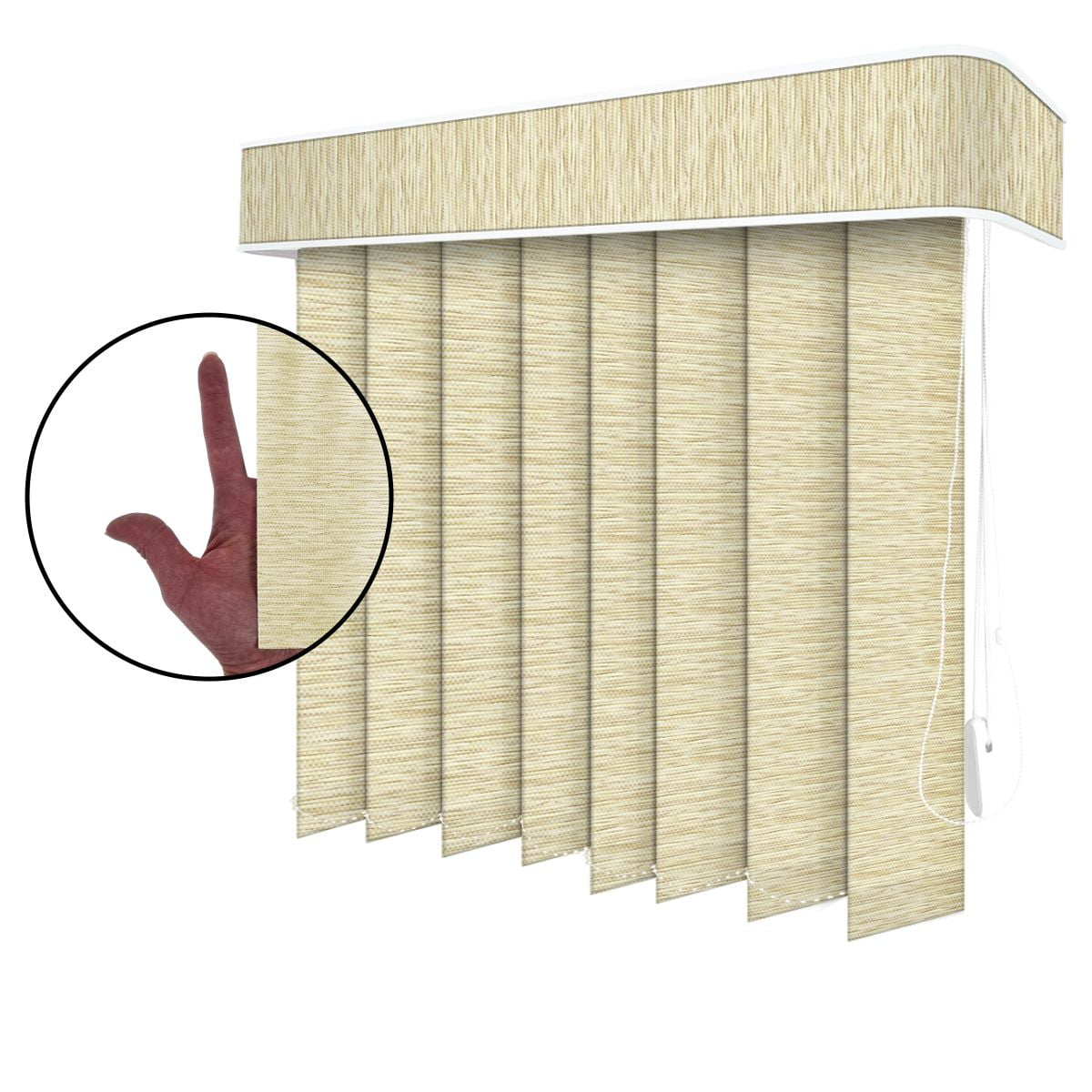 Persiana Vertical Bege Tecido Translúcido Coleção Papyrus Cor Ostra