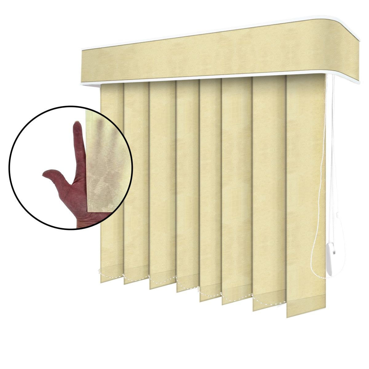 Persiana Vertical Bege Tecido Translúcido Coleção Vitral Cor Beige