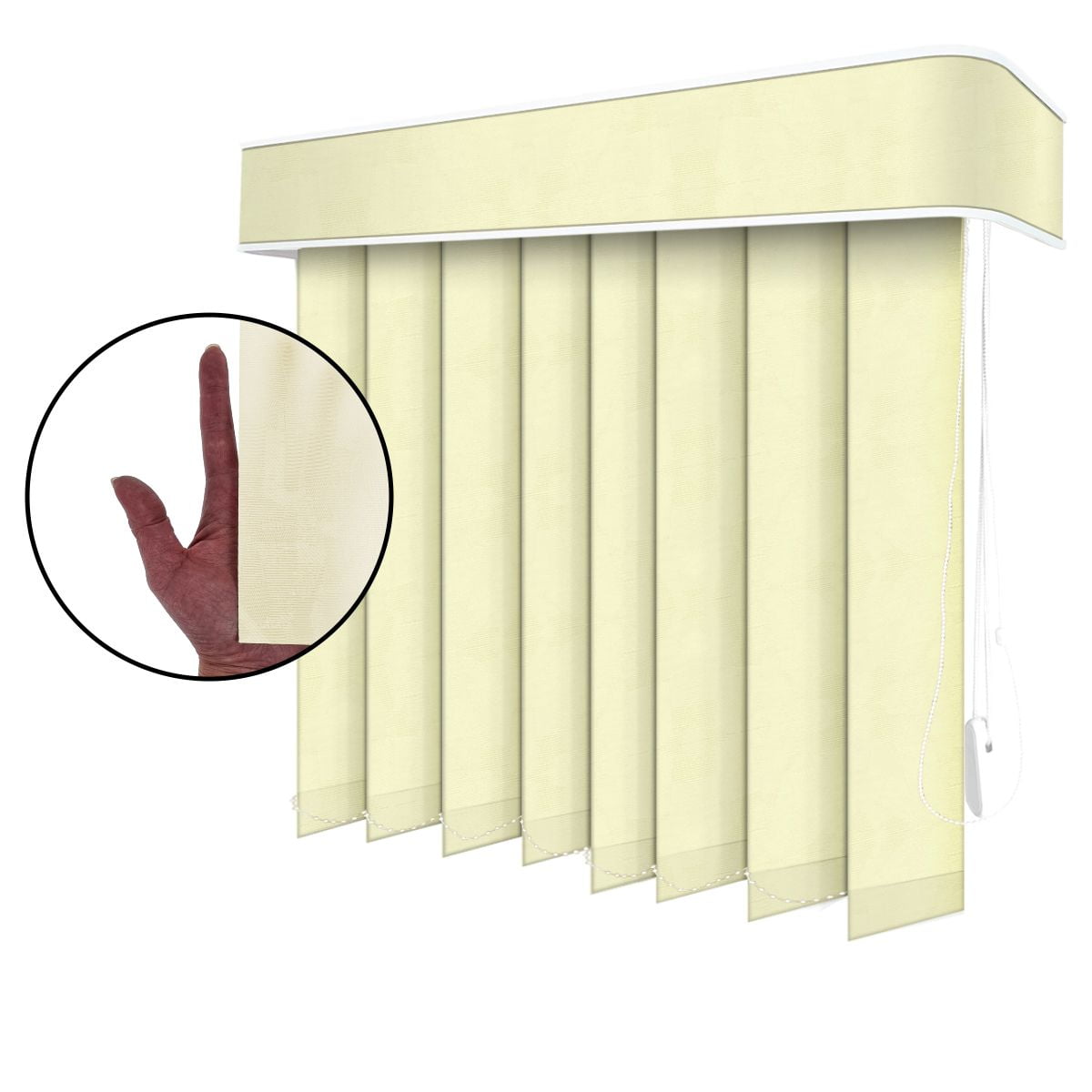 Persiana Vertical Bege Tecido Translúcido Coleção Vitral Cor Palha