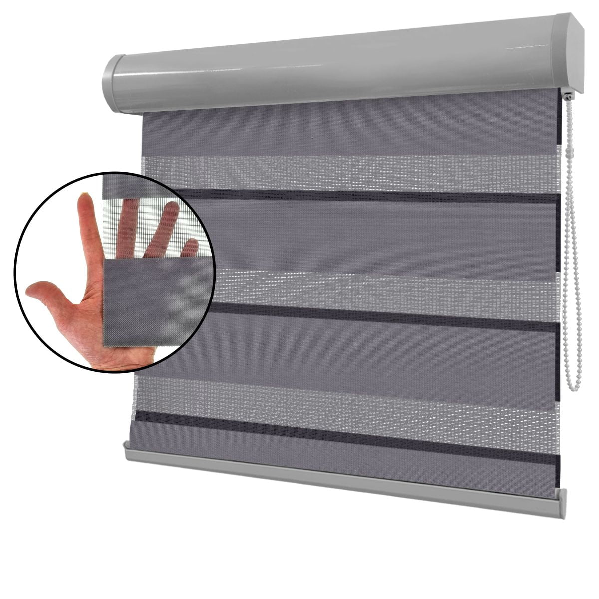 Cortina Rolô Sheer Double Vision Cinza Tecido Translúcido Coleção AM 3640 Cor Dark Grey