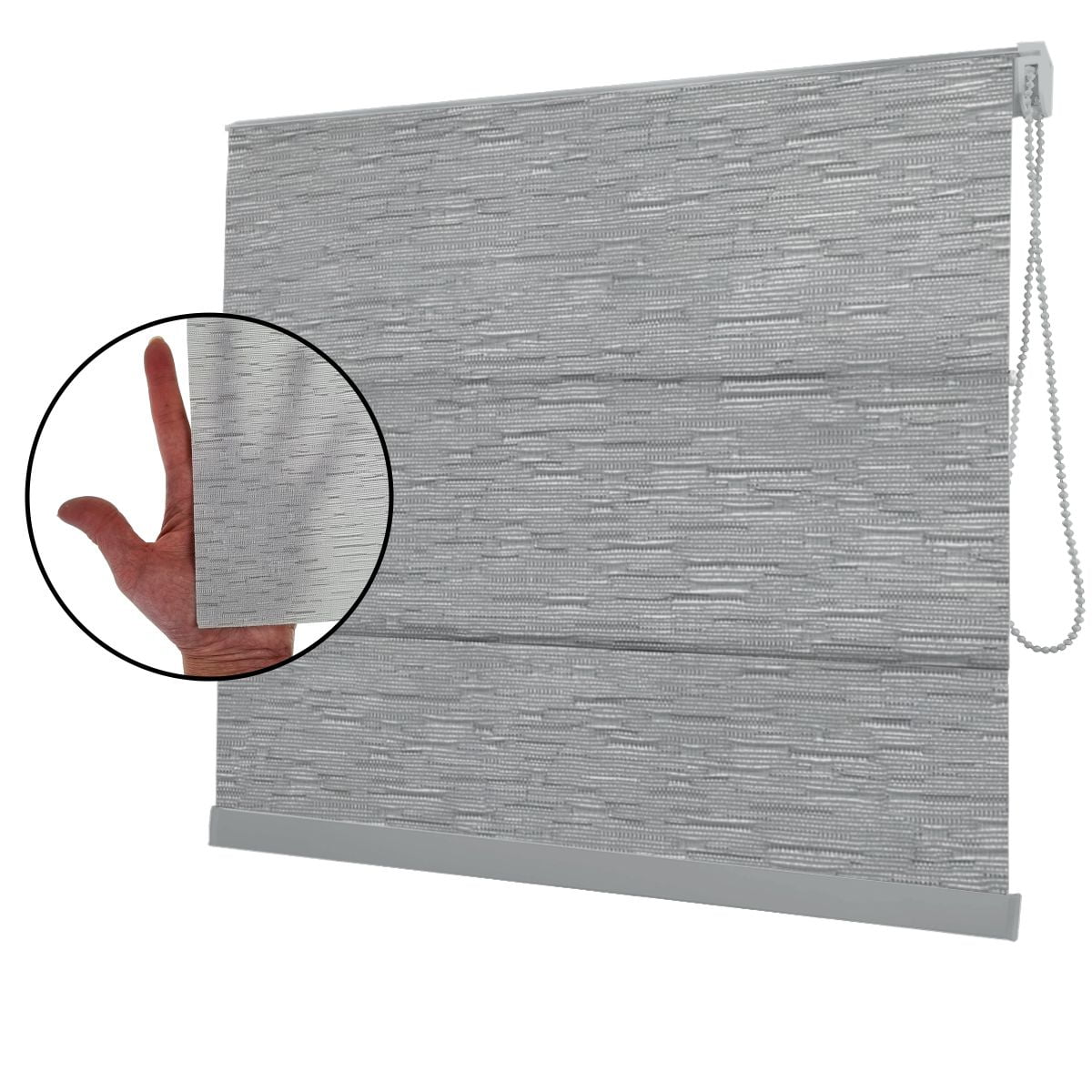 Cortina Romana Cinza Tecido Translúcido Coleção Tohu Cor Silver