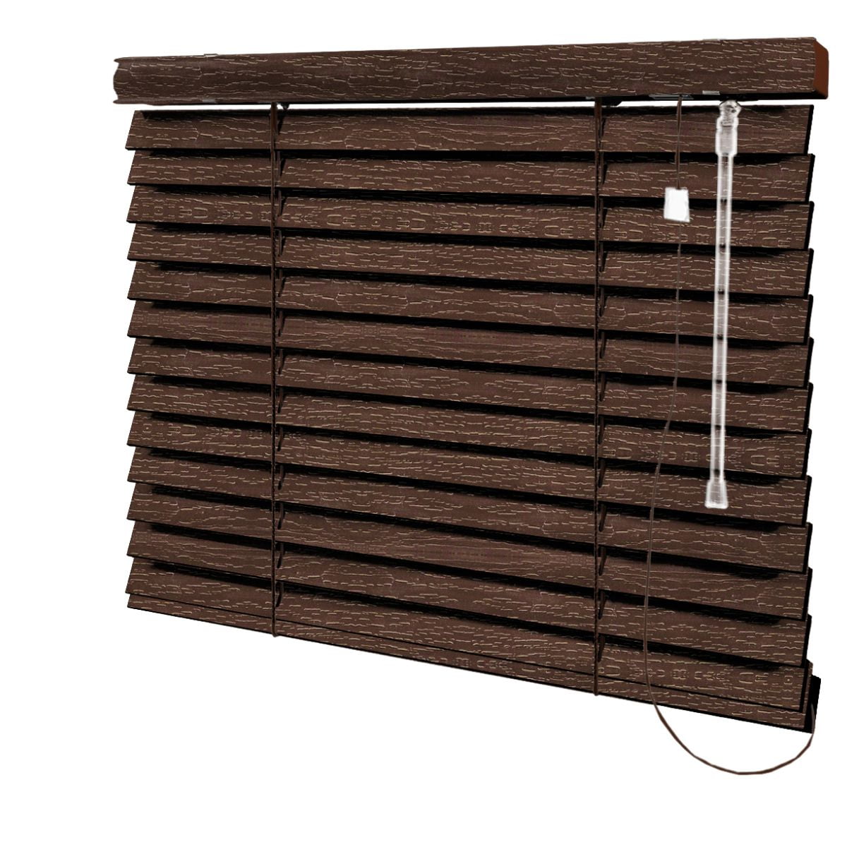 Persiana Horizontal Madeira Coleção Sintética 50mm com Ranhuras cor Mahogany