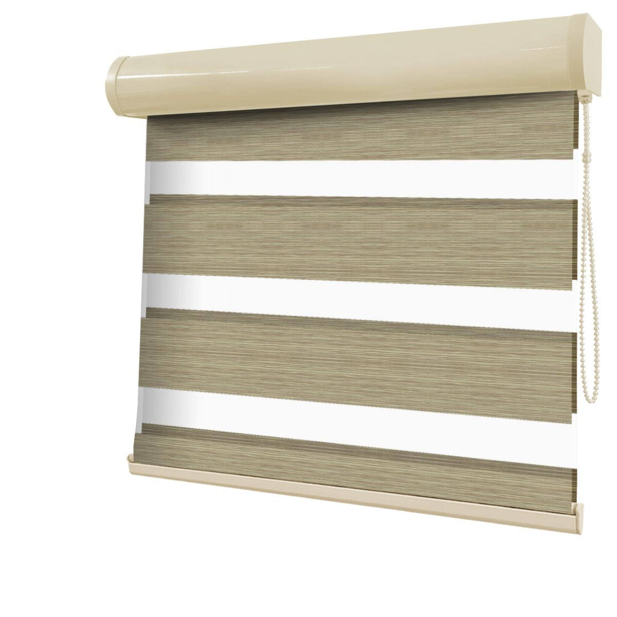 Cortina Rolô Double Vision Marrom Tecido Semi Blackout Coleção Soft Cor Gold