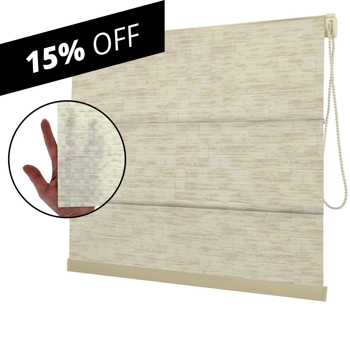 Cortina Romana Natural Tecido Translúcido Coleção TJ Cor 2606