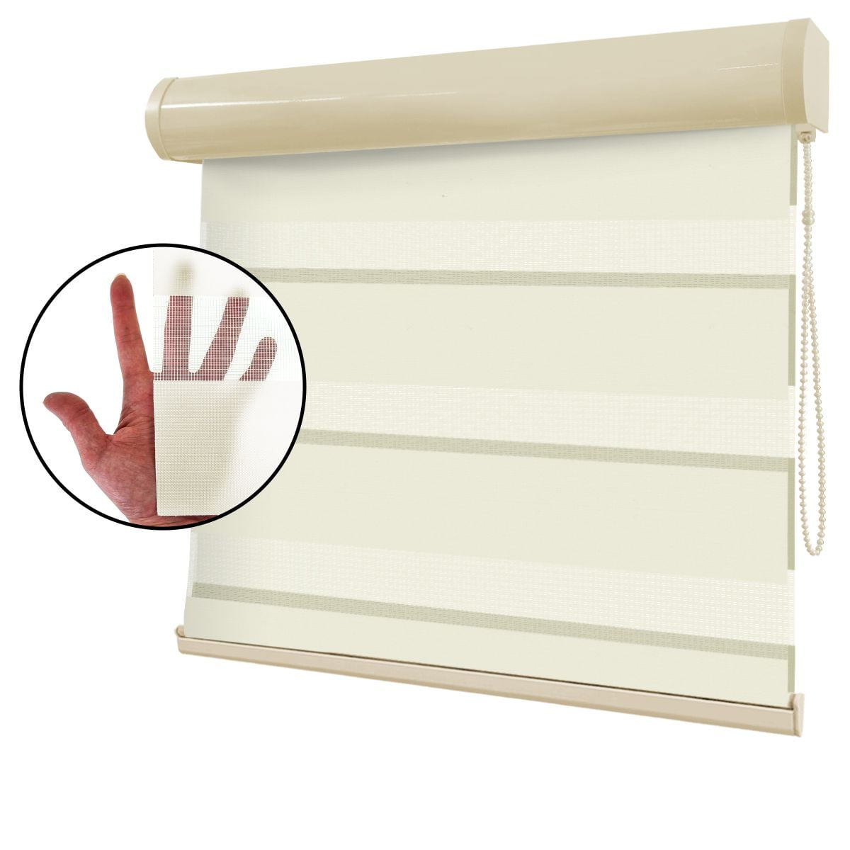 Cortina Rolô Double Vision Off White Tecido Translúcido Coleção AM 3640 Cor Natural