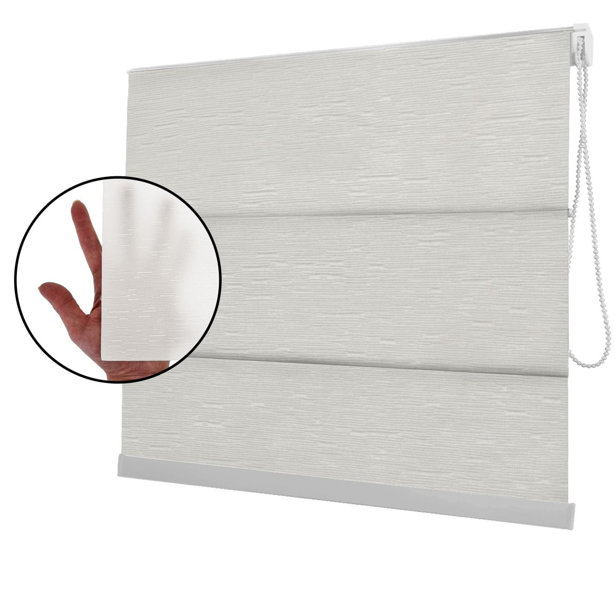 Cortina Romana Off White Tecido Translúcido Coleção Tohu Cor Ivory