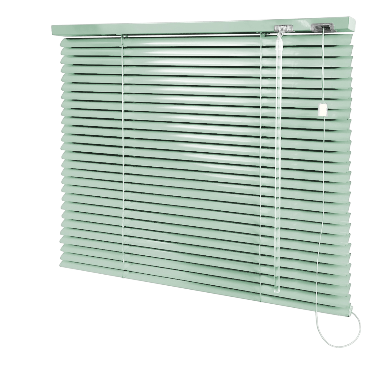 Persiana Horizontal Alumínio Verde Claro Coleção 25mm Blackout Cor 039