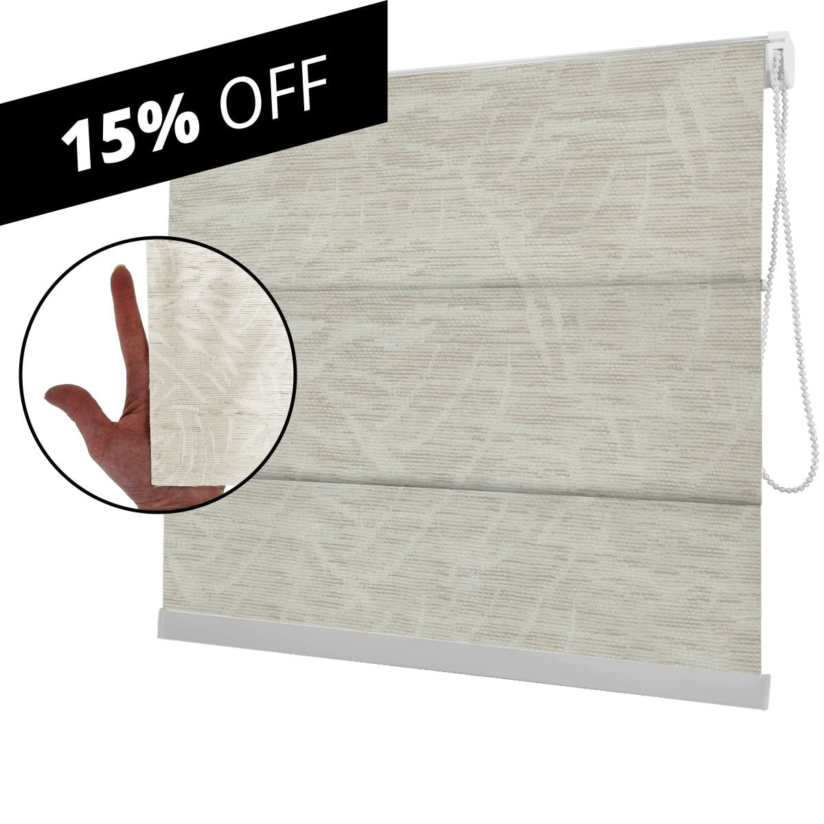 Cortina Romana Natural Tecido Translúcido Coleção Barcelona Cor Natural