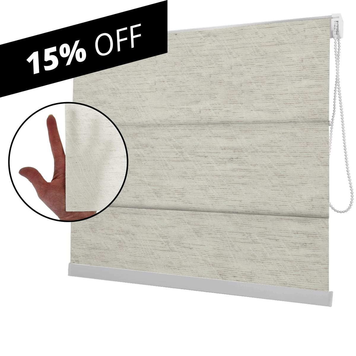 Cortina Romana Natural Tecido Translúcido Coleção Malaga Cor Natural