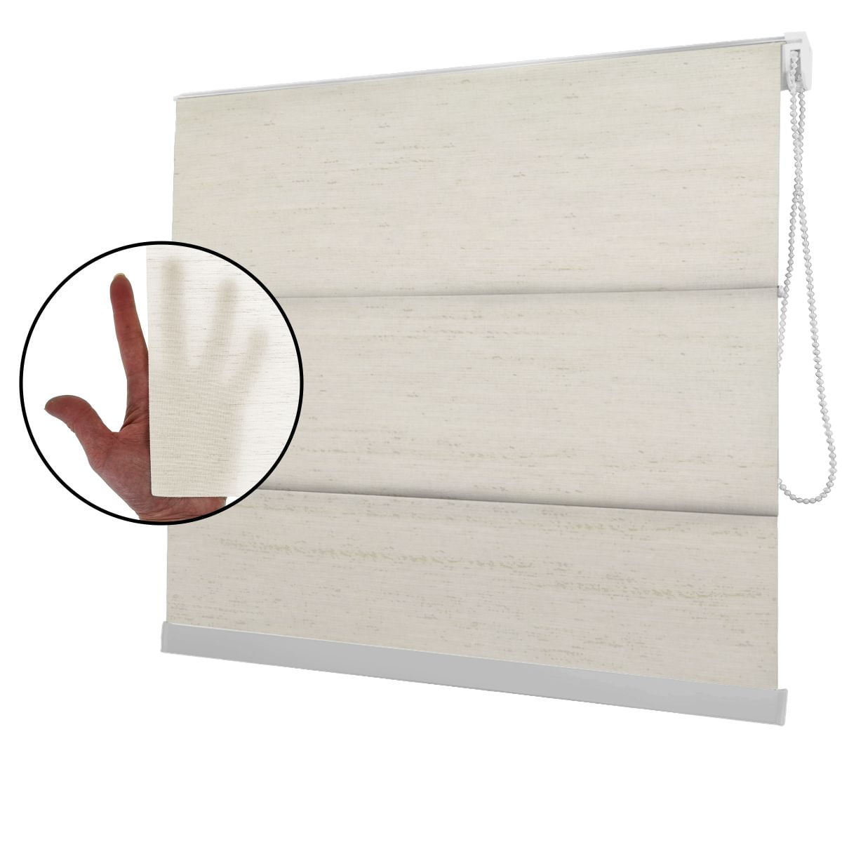 Cortina Romana Natural Tecido Translúcido Coleção Viena Cor Light Linen