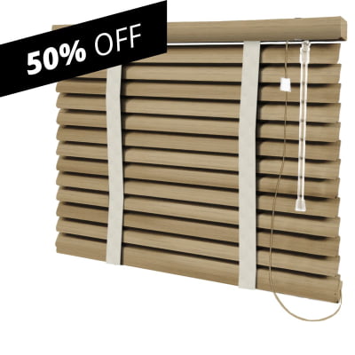 Persiana Horizontal PVC Coleção Rustic Madeira 50mm - Cor Camurça Com Fita Fawn - 0,70m Larg x 2,35m Alt - Pronta Entrega