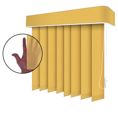 Persiana Vertical Amarela Tecido Translúcido Coleção Londres Cor Amber Persiana Vertical Amarela Tecido Translúcido Coleção Londres Cor Amber