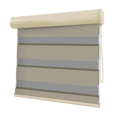 Cortina Rolô Double Vision Bege Tecido Translúcido Coleção Dynasty Cor Beige