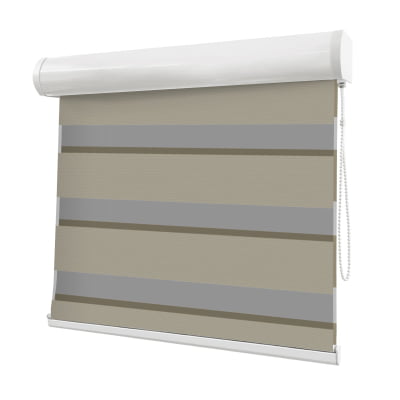 Cortina Rolô Double Vision Bege Tecido Translúcido Coleção Dynasty Cor Beige