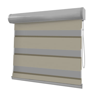 Cortina Rolô Double Vision Bege Tecido Translúcido Coleção Dynasty Cor Beige