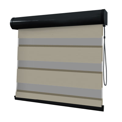 Cortina Rolô Double Vision Bege Tecido Translúcido Coleção Dynasty Cor Beige