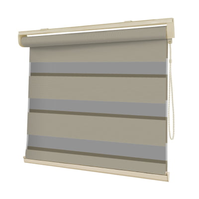 Cortina Rolô Double Vision Bege Tecido Translúcido Coleção Dynasty Cor Beige