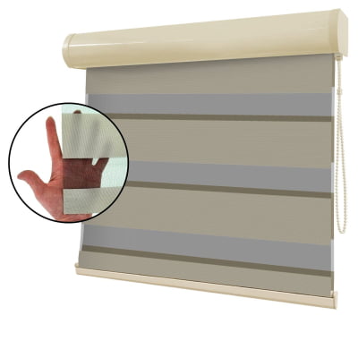 Cortina Rolô Double Vision Bege Tecido Translúcido Coleção Dynasty Cor Beige