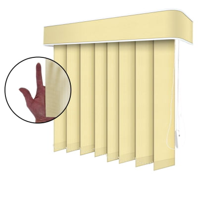 Persiana Vertical Bege Tecido Translúcido Coleção Londres Cor Milho Persiana Vertical Bege Tecido Translúcido Coleção Londres Cor Milho