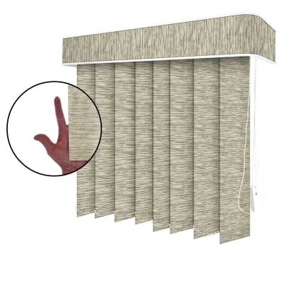 Persiana Vertical Bege Tecido Translúcido Coleção Papyrus Cor Almendra Persiana Vertical Bege Tecido Translúcido Coleção Papyrus Cor Almendra