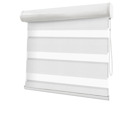 Cortina Rolô Double Vision Branca Tecido Semi Blackout Coleção Soft Cor White Cortina Rolô Double Vision Branca Tecido Semi Blackout Coleção Soft Cor White