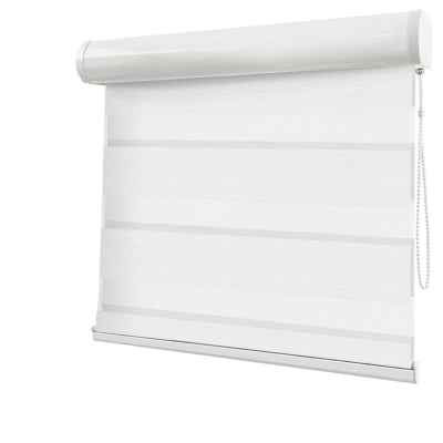 Cortina Rolô Double Vision Branca Tecido Semi Blackout Coleção Wide Cor White Cortina Rolô Double Vision Branca Tecido Semi Blackout Coleção Wide Cor White