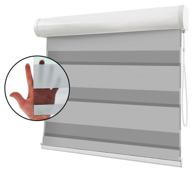 Cortina Rolô Double Vision Branca Tecido Translúcido Coleção Dynasty Cor White