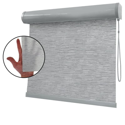 Cortina Rolô Cinza Tecido Translúcido Coleção Tohu Cor Silver