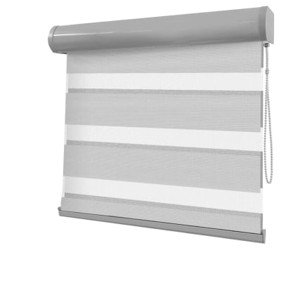 Cortina Rolô Double Vision Cinza Tecido Semi Blackout Coleção Wide Cor Light Grey
