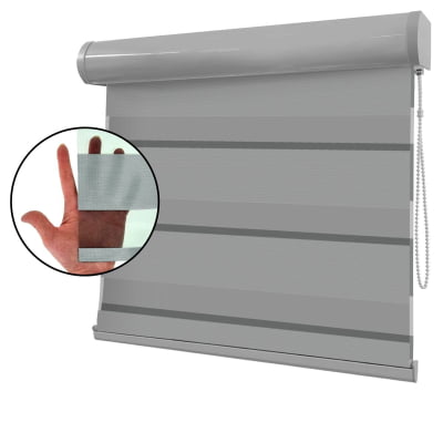 Cortina Rolô Double Vision Cinza Tecido Translúcido Coleção Dynasty Cor Grey