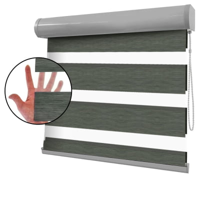 Cortina Rolô Double Vision Cinza Tecido Translúcido Coleção Soft Cor Grafite