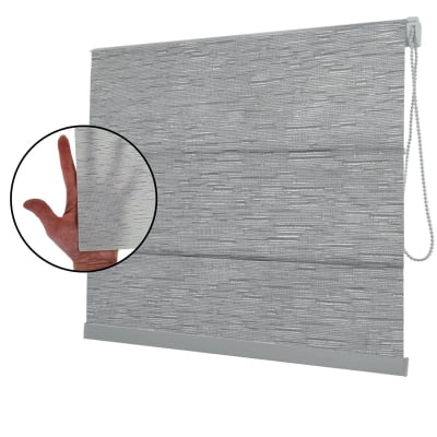Cortina Romana Cinza Tecido Translúcido Coleção Tohu Cor Silver