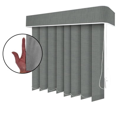 Persiana Vertical Cinza Tecido Translúcido Coleção Nuance Cor Niquel