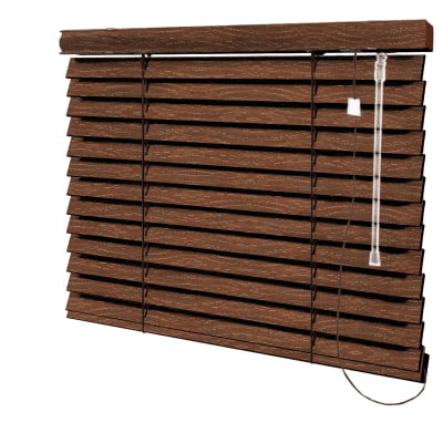 Persiana Horizontal Madeira Coleção Sintética 50mm Com Ranhuras Cor Pecan