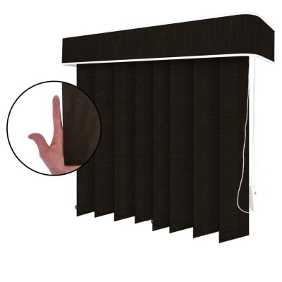 Persiana Vertical Marrom Tecido Translúcido Coleção Nuance Cor Chocolate 