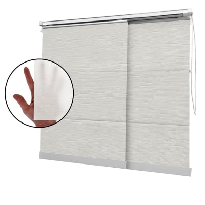 Cortina Painel Off White Tecido Translúcido Coleção Tohu Cor Ivory